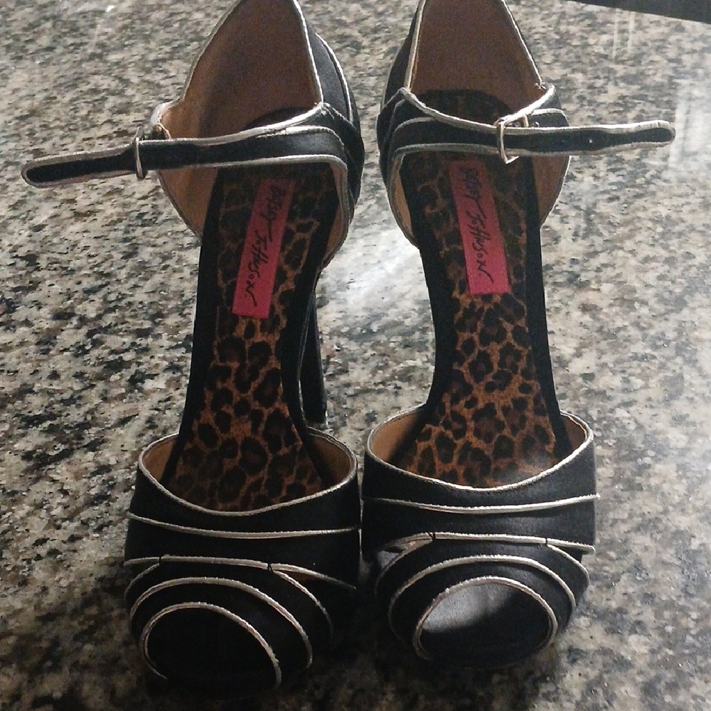 Betsey Johnson Black Strappy Heels